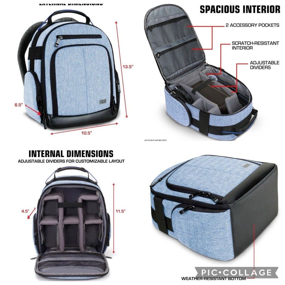 USA GEAR UBK Padded Audio/Camera or Drone Backpack Customizable Dividers NWOT